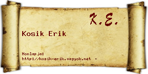 Kosik Erik névjegykártya